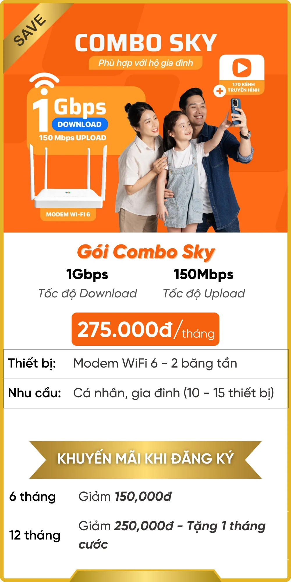 Gói Combo WiFi Sky FPT