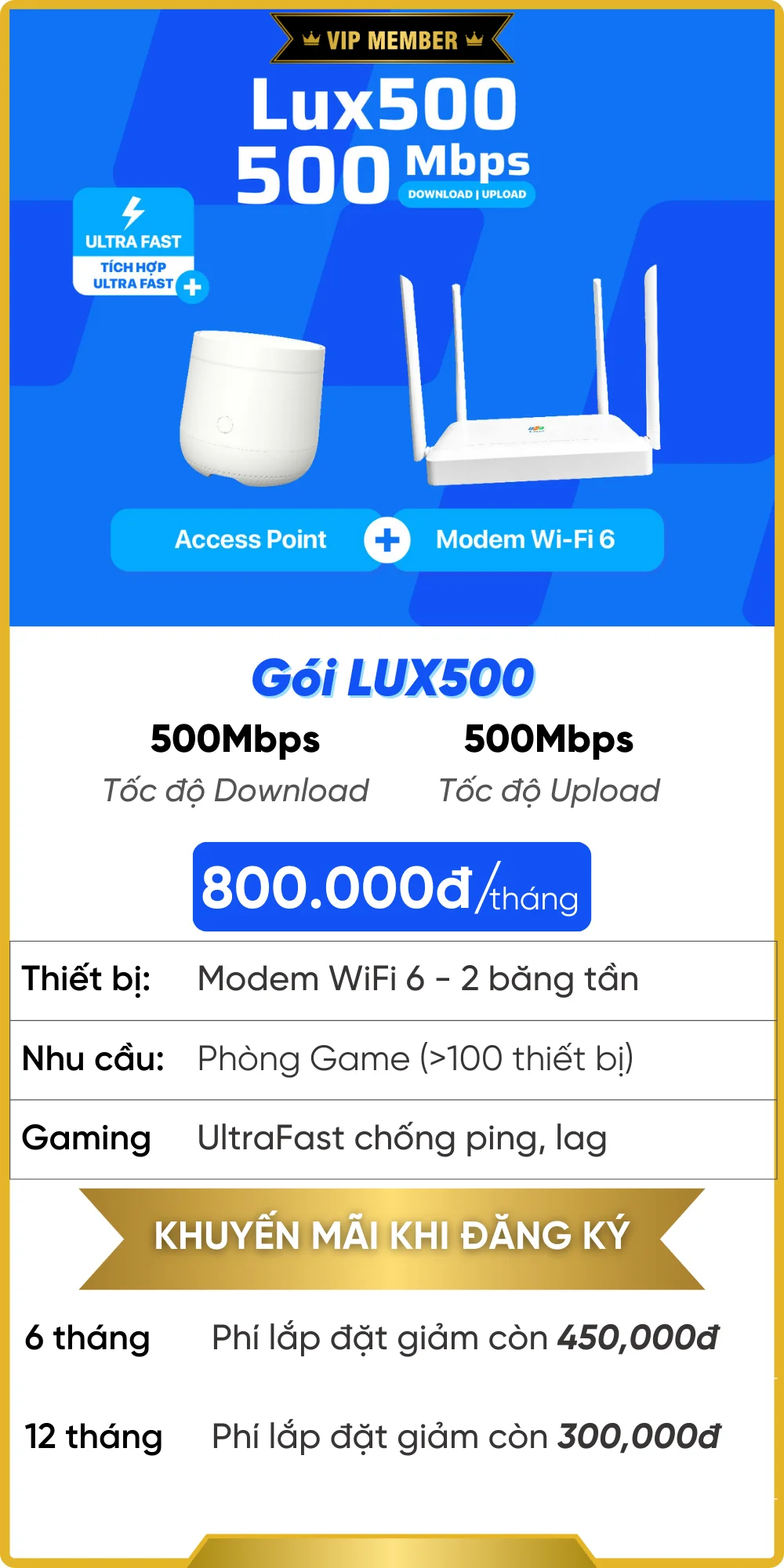 Gói Lux 500 FPT