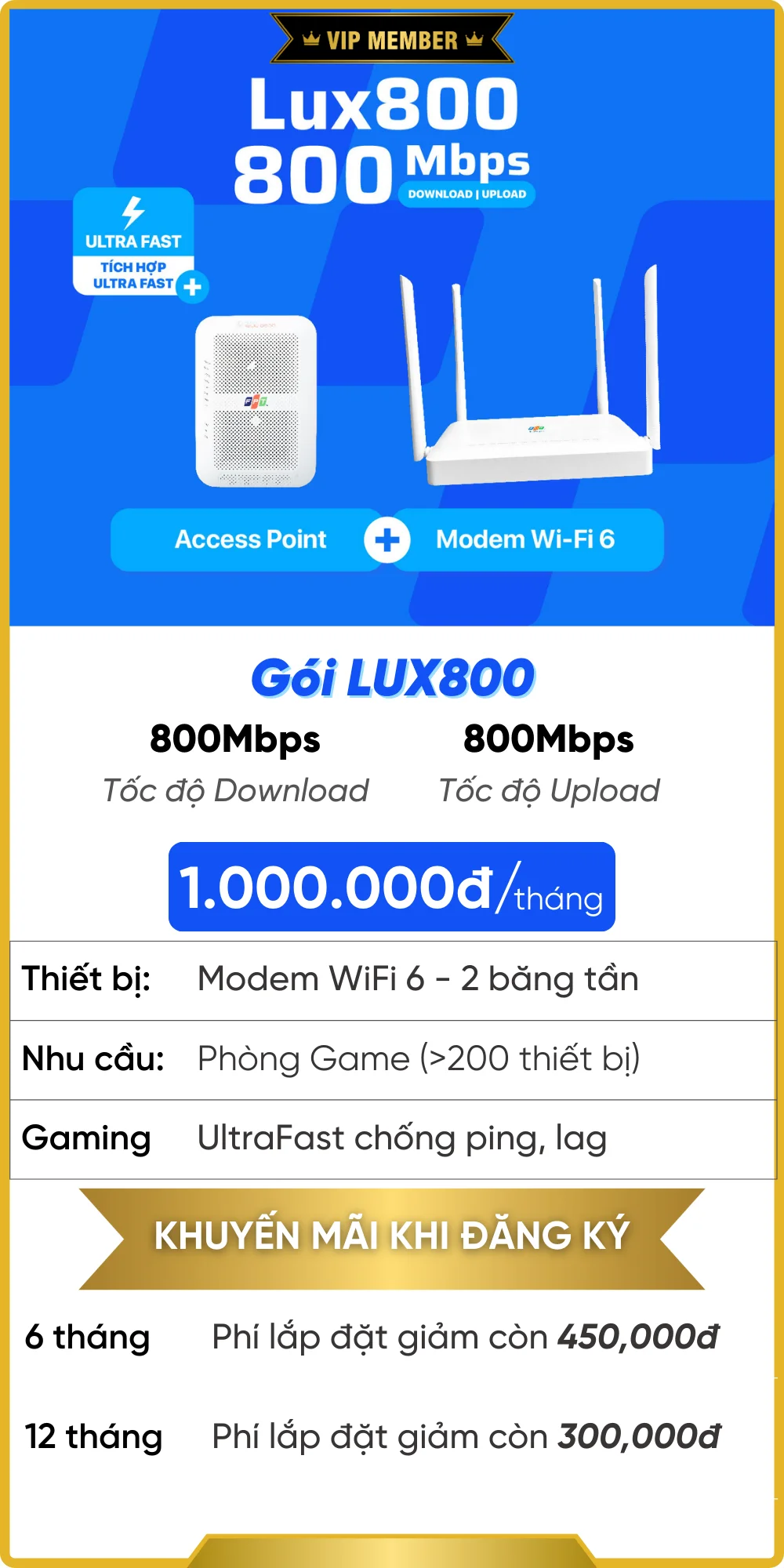 Gói Lux 800 FPT